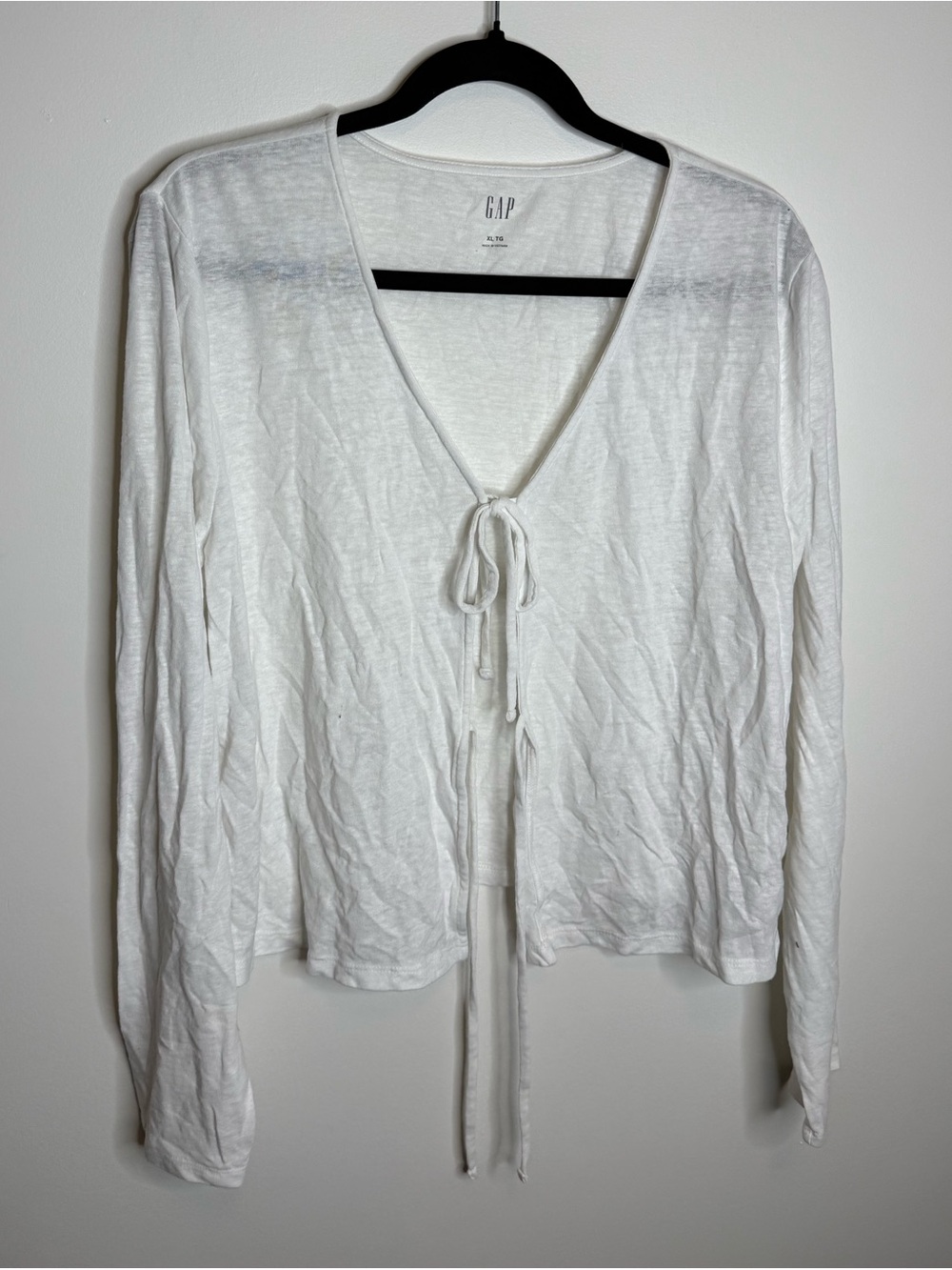 GAP Women's White Tie-Front Long Sleeve Cardigan size XL
